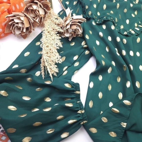 Green Gold Metallic Top Sz XL - Picture 3 of 13